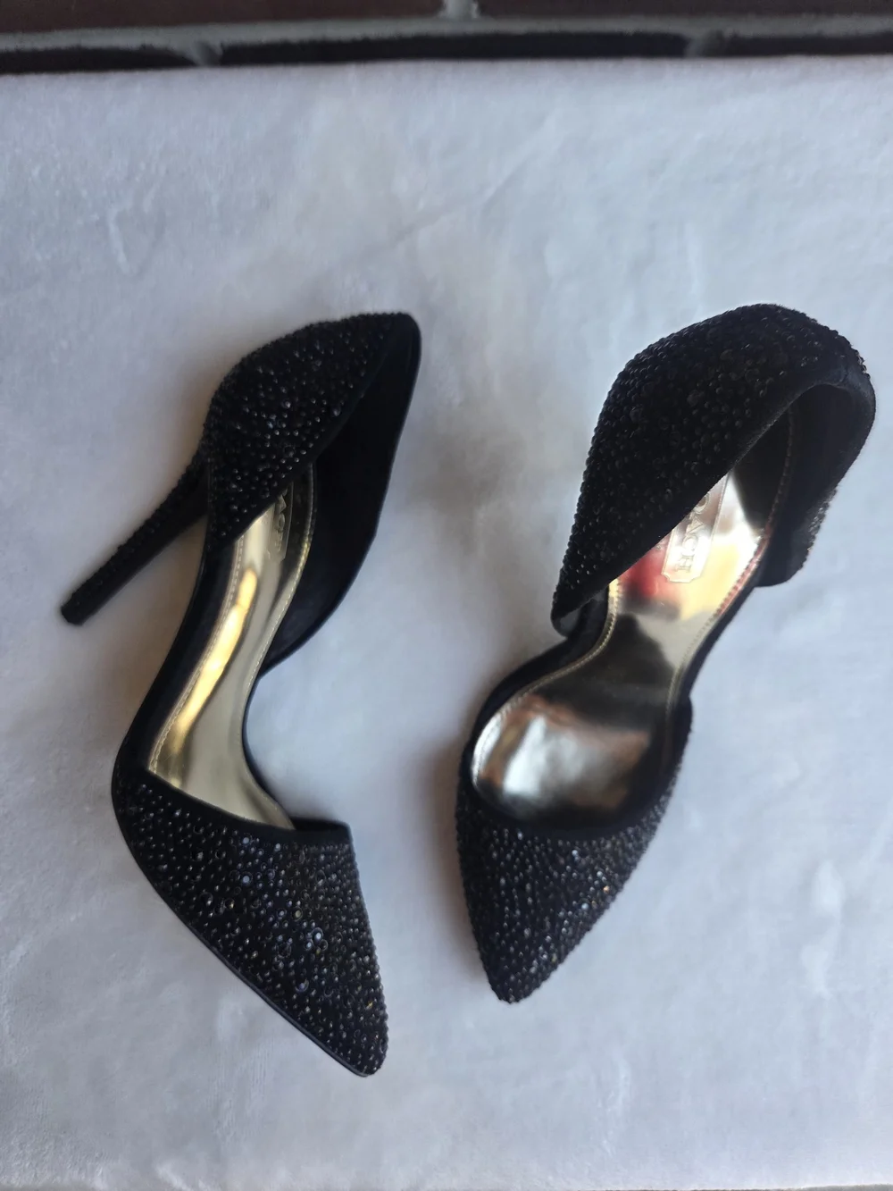 Coach Black Rhinestone Crystal D’Orsay Pointed Toe Stiletto Heels Size 5